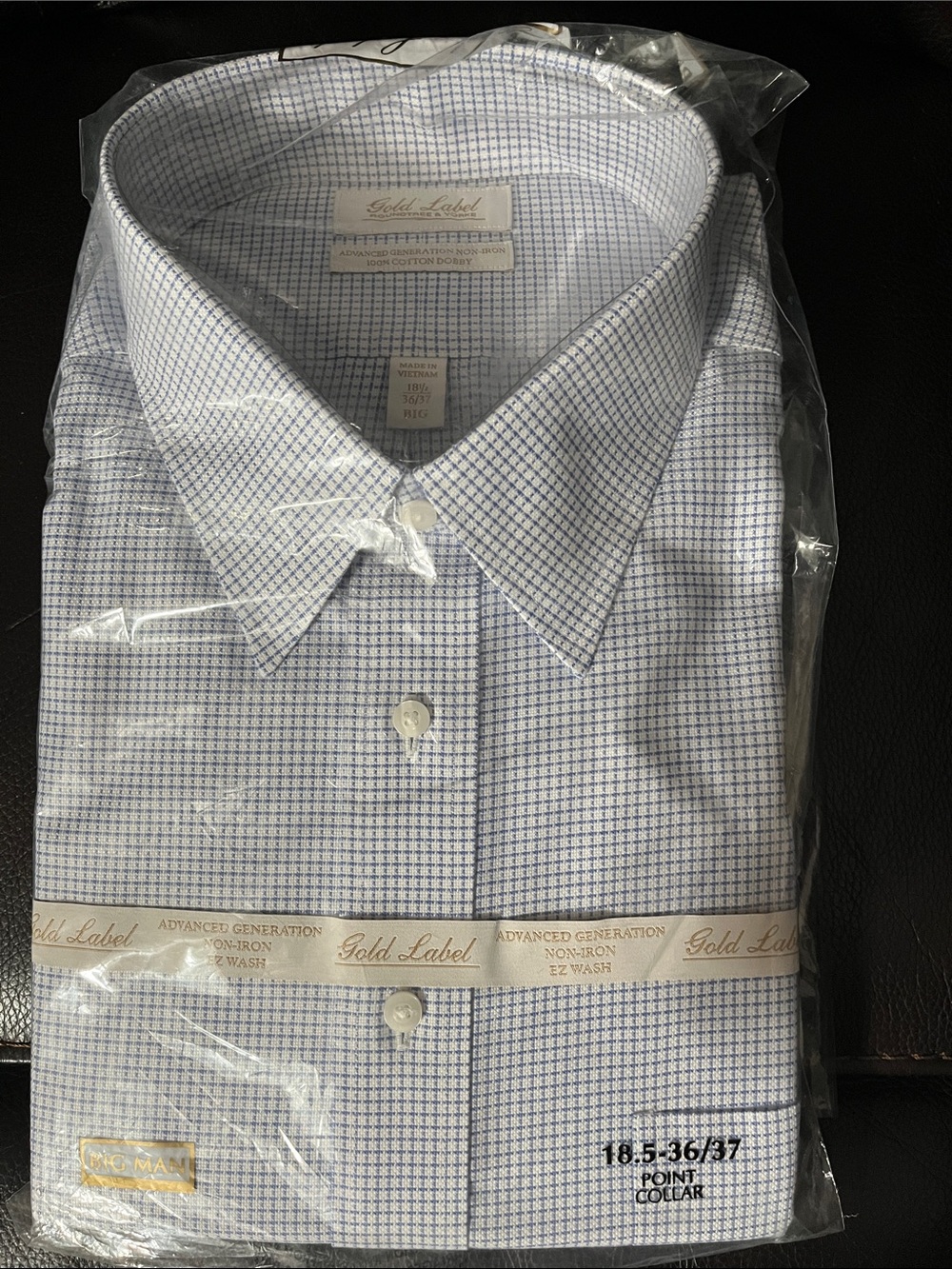 Men's Light Blue Micro-Check Dress Shirt - Point Collar